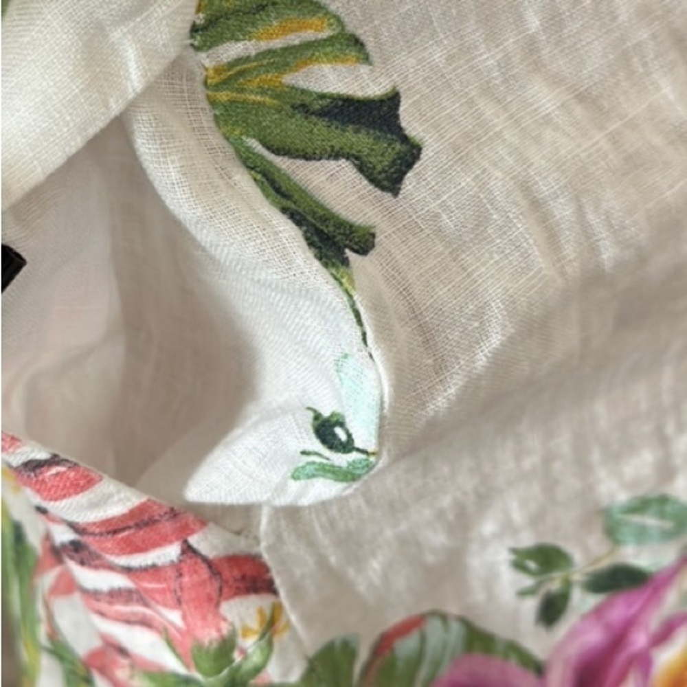 Lungo L'arno Floral Palm Linen Dress Womens nwt - Picture 4 of 11